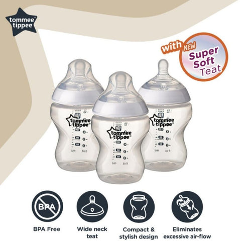 Tommee Tippee｜Closer To Nature PP 奶樽｜260mL｜3個裝