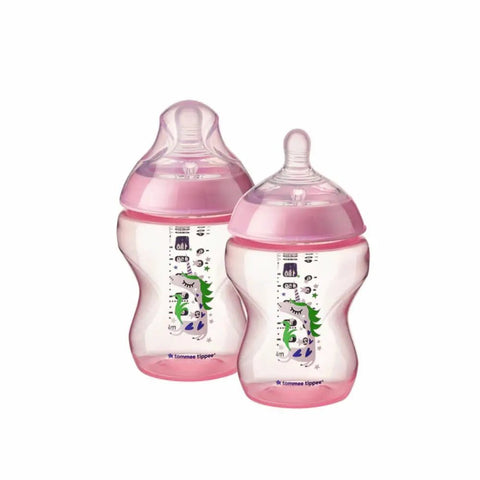 Tommee Tippee｜Closer to Nature 260ml PP 印花奶瓶配新升級版乳感超柔軟奶嘴｜2個裝 - Breastpump City