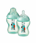 Tommee Tippee｜Closer to Nature 260ml PP 印花奶瓶配新升級版乳感超柔軟奶嘴｜2個裝 - Breastpump City