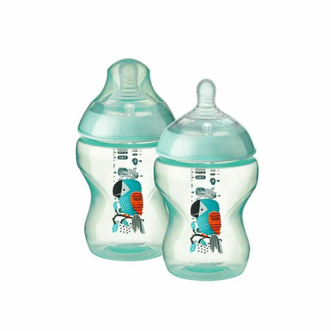 Tommee Tippee｜Closer to Nature 260ml PP 印花奶瓶配新升級版乳感超柔軟奶嘴｜2個裝 - Breastpump City