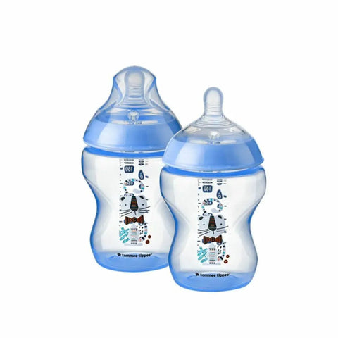 Tommee Tippee｜Closer to Nature 260ml PP 印花奶瓶配新升級版乳感超柔軟奶嘴｜2個裝 - Breastpump City